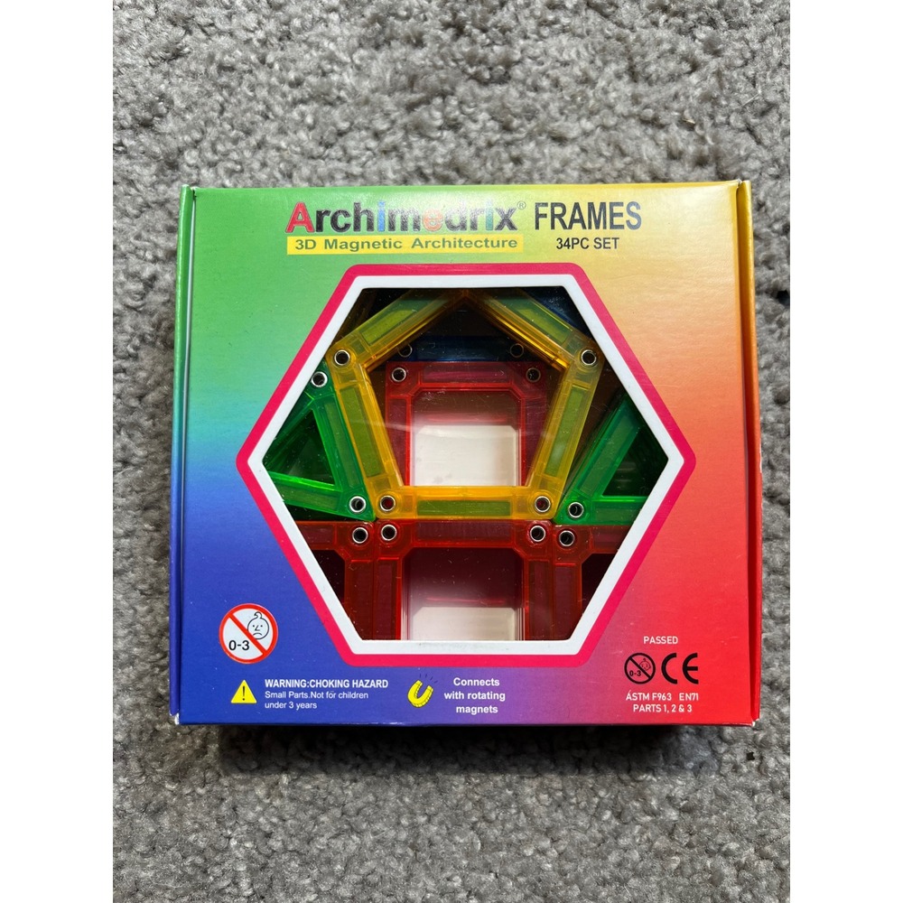 Archimedrix Frames 3D Magnetic Architecture Kids Multicolor 34pc Set NEW